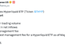 Hyperliquid ETF attracts $1.2M inflows in ‚very solid‘ US debut