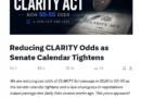 Galaxy cuts CLARITY Act odds to 50% as Senate floor time narrows
